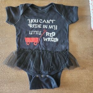 Black Baby Onesie with Red Wagon Print